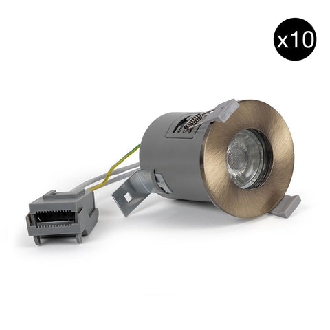 10 PACK - Antique Brass GU10 Fire Rated IP65 Downlight - SE Home