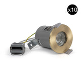 10 PACK - Brushed Brass GU10 Fire Rated IP65 Downlight - SE Home