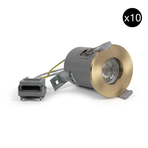 10 PACK - Brushed Brass GU10 Fire Rated IP65 Downlight - SE Home