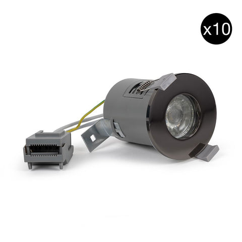 10 PACK - Black Nickel GU10 Fire Rated IP65 Downlight - SE Home