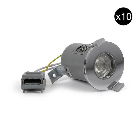 10 PACK - Polished Chrome GU10 Fire Rated IP65 Downlight - SE Home