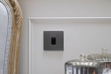 Screwless Raised - Brushed Chrome 10A 1 Gang 2 Way Light Switch - Black Trim