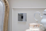 Screwless Raised - Polished Chrome 10A 1 Gang 2 Way Light Switch - Black Trim - SE Home