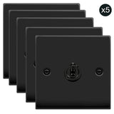 5 PACK - Matt Black 1 Gang 2 Way 10AX Toggle Light Switch - SE Home