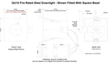 Brushed Brass GU10 Fire Rated IP65 Square Downlight - SE Home