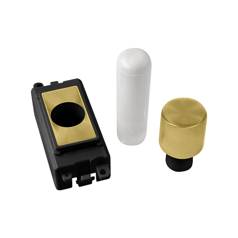 Gridpro Satin Brass 100W Dual Mode Trailing Edge & Leading Edge LED Dimmer Light Switch Module - Black Trim