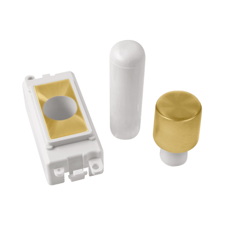 Gridpro Satin Brass 100W Dual Mode Trailing Edge & Leading Edge LED Dimmer Light Switch Module - White Trim