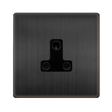 Screwless Plate Matt Bronze 5A Round Pin Socket - Black Trim - SE Home