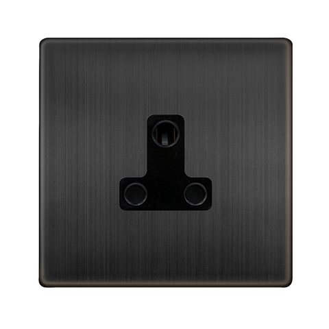 Screwless Plate Matt Bronze 5A Round Pin Socket - Black Trim - SE Home