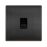 Screwless Plate Matt Bronze Single Telephone Secondary Outlet - Black Trim - SE Home