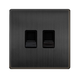Screwless Plate Matt Bronze Twin Telephone Secondary Outlet - Black Trim - SE Home