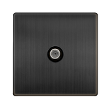 Screwless Plate Matt Bronze Non-Isolated Single Satellite Outlet - Black Trim - SE Home