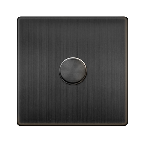 Screwless Plate Matt Bronze 1 Gang 2 Way LED 100W Trailing Edge Dimmer Light Switch - SE Home