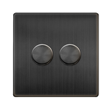 Screwless Plate Matt Bronze 2 Gang 2 Way LED 100W Trailing Edge Dimmer Light Switch - SE Home