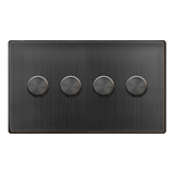 Screwless Plate Matt Bronze 4 Gang 2 Way LED 100W Trailing Edge Dimmer Light Switch - SE Home