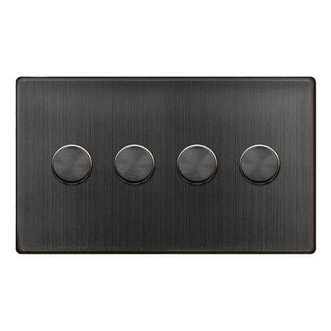 Screwless Plate Matt Bronze 4 Gang 2 Way LED 100W Trailing Edge Dimmer Light Switch - SE Home
