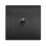 Screwless Plate Matt Bronze 10A 1 Gang 2 Way Toggle Light Switch - SE Home