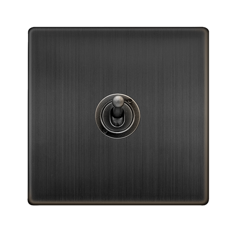 Screwless Plate Matt Bronze 10A 1 Gang 2 Way Toggle Light Switch - SE Home