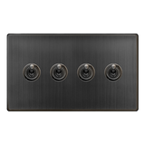 Screwless Plate Matt Bronze 10A 4 Gang 2 Way Toggle Light Switch - SE Home