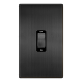 Screwless Plate Matt Bronze 50A Ingot 2 Gang Double Pole Switch - Black Trim - SE Home