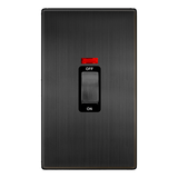 Screwless Plate Matt Bronze 50A Ingot 2 Gang Double Pole Switch With Neon - Black Trim - SE Home