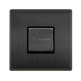 Screwless Plate Matt Bronze 10A Ingot 3 Pole Fan Isolation Switch - Black Trim - SE Home