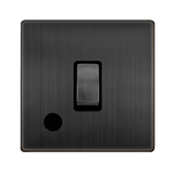 Screwless Plate Matt Bronze 20A Ingot Double Pole Switch With Flex Outlet - Black Trim - SE Home