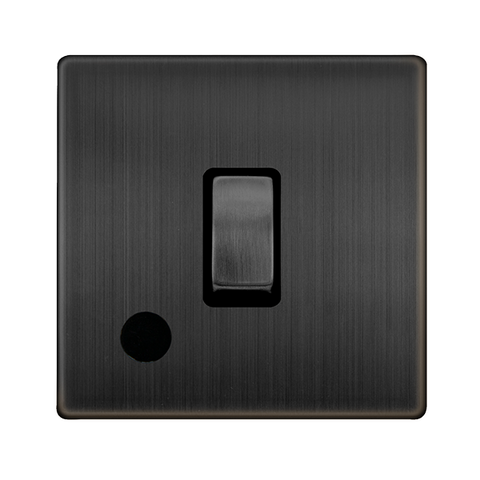 Screwless Plate Matt Bronze 20A Ingot Double Pole Switch With Flex Outlet - Black Trim - SE Home