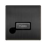 Screwless Plate Matt Bronze 13A Ingot Fused Connection Unit With Optional Flex Outlet - Black Trim - SE Home