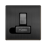 Screwless Plate Matt Bronze 13A Ingot Switched Fused Connection Unit With Optional Flex Outlet - Black Trim - SE Home