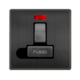 Screwless Plate Matt Bronze 13A Ingot Switched Fused Connection Unit With Neon + Optional Flex Outlet - Black Trim - SE Home