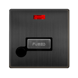 Screwless Plate Matt Bronze 13A Ingot Fused Connection Unit With Neon + Optional Flex Outlet - Black Trim - SE Home