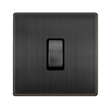 Screwless Plate Matt Bronze 20A Ingot Double Pole Switch - Black Trim - SE Home