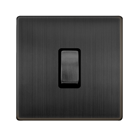 Screwless Plate Matt Bronze 20A Ingot Double Pole Switch - Black Trim - SE Home