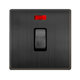Screwless Plate Matt Bronze 20A Ingot Double Pole Switch With Neon - Black Trim - SE Home