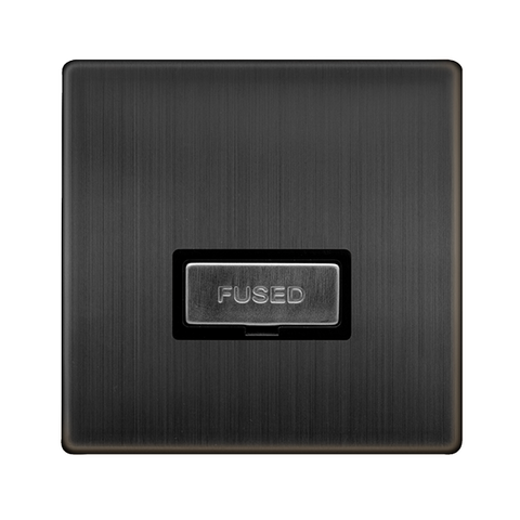 Screwless Plate Matt Bronze 13A Ingot Fused Connection Unit - Black Trim - SE Home