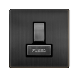 Screwless Plate Matt Bronze 13A Ingot Switched Fused Connection Unit - Black Trim - SE Home