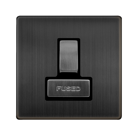 Screwless Plate Matt Bronze 13A Ingot Switched Fused Connection Unit - Black Trim - SE Home