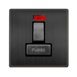 Screwless Plate Matt Bronze 13A Ingot Switched Fused Connection Unit With Neon - Black Trim - SE Home