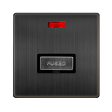 Screwless Plate Matt Bronze 13A Ingot Fused Connection Unit With Neon - Black Trim - SE Home