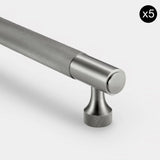 5 PACK - Knurled Brass Cupboard Bar Handle - Silver - Hole Centre 128mm - SE Home