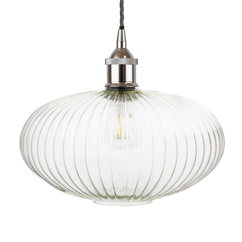 Henley Ellipse Glass Pendant Light with Small Cap - Nickel - SE Home