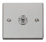 Polished Chrome - White Inserts Polished Chrome 1 Gang 2 Way 10AX Toggle Light Switch