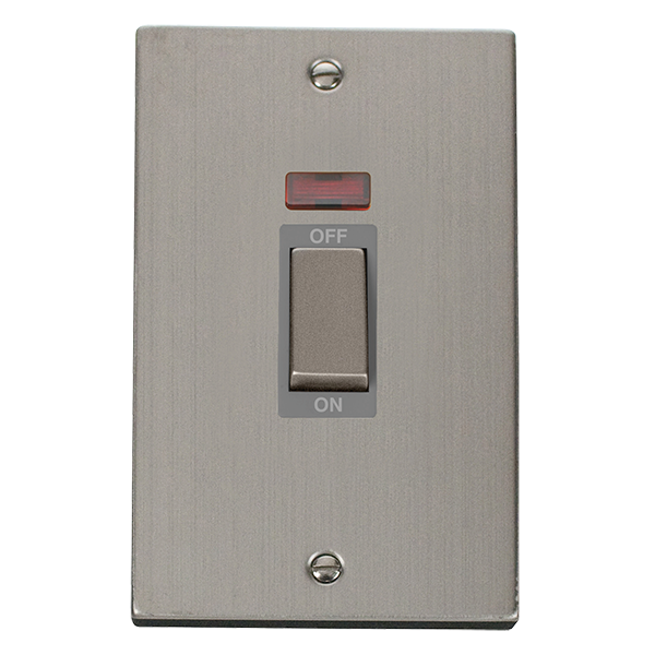 Stainless Steel 2 Gang Ingot Size 45A Switch With Neon - Grey Trim – SE ...