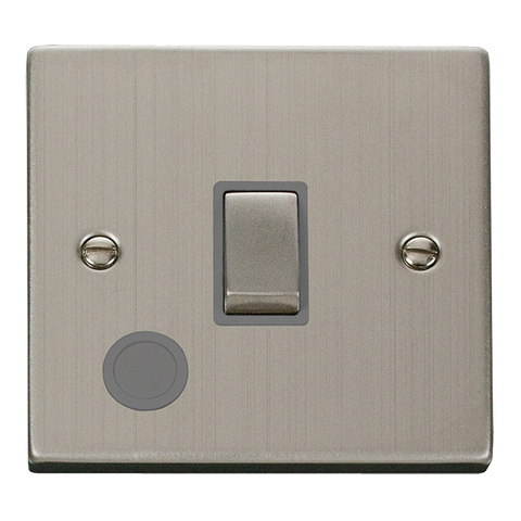 Stainless Steel 1 Gang 20A Ingot DP Switch With Flex - Grey Trim