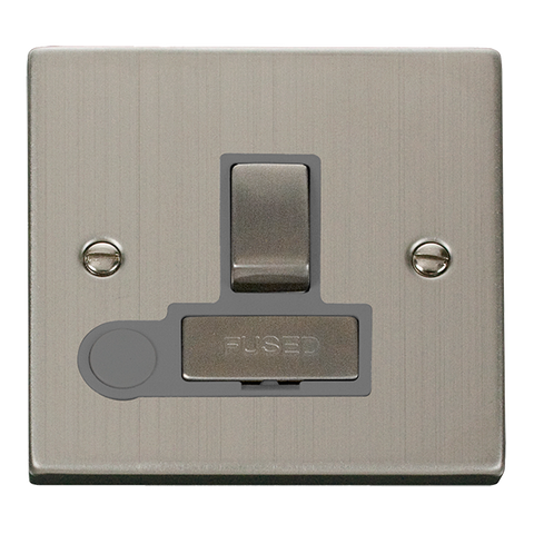 Stainless Steel 13A Fused Ingot Connection Unit Switched With Flex - Grey Trim
