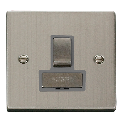Stainless Steel 13A Fused Ingot Connection Unit Switched - Grey Trim