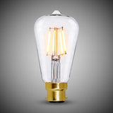 7W B22 ST64 Teardrop Light Bulb 2700K Standard Straight Filament High CRI Dimmable