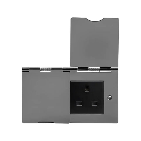 Screwless Black Nickel 2 Gang Euro Floor Plate - Black - SE Home
