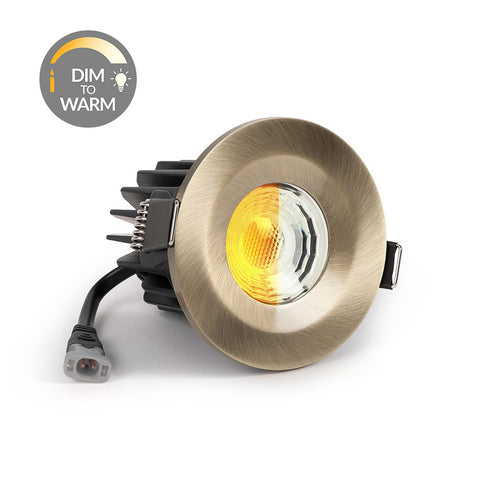 Antique Brass CCT Dim To Warm Fire Rated LED Dimmable 10W IP65 Downlight - SE Home